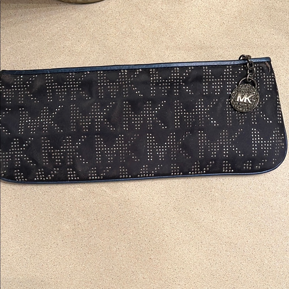 Michael Kors Black Clutch with Silver Accents